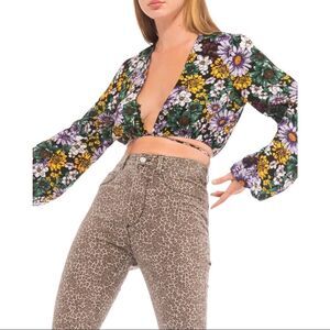 NEW AFRM Luciana Floral Long Sleeved Crop Top Size M